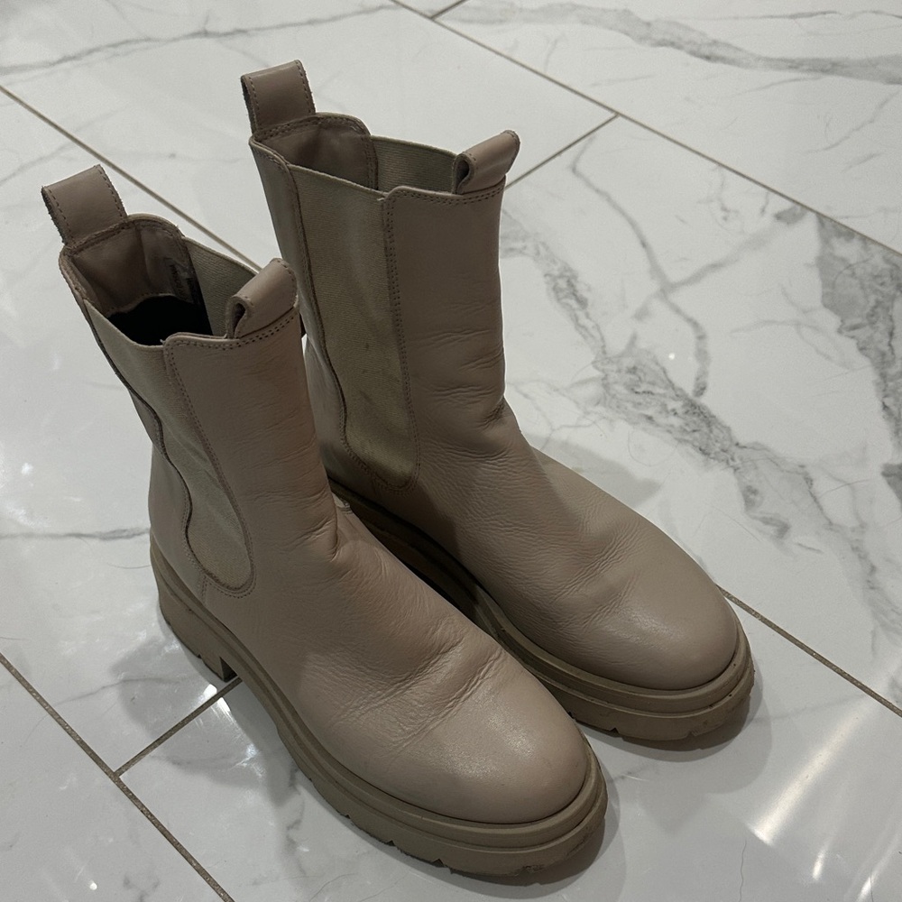 Marco Polo Women's Tan Leather Boots Chelsea 9.5 / 40